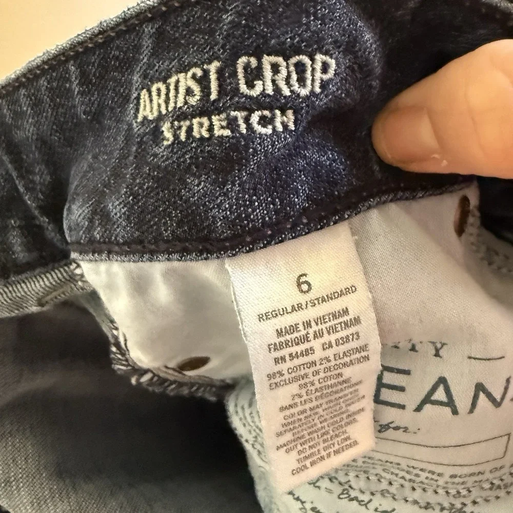 American Eagle Women's 6 Blue‎ Medium Wash Low Rise Artist Crop Stretch Jeans